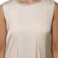 Beige Viscose Pleated Sleeveless Long Maxi Dress