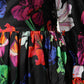 Dress Black Multicolor Floral Ruffle Long Sleeve Mini Dress