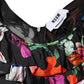 Dress Black Multicolor Floral Ruffle Long Sleeve Mini Dress