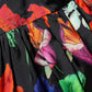 Dress Black Multicolor Floral Ruffle Long Sleeve Mini Dress
