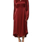 Burgundy Acetate Viscose Satin Long Dress