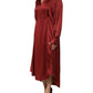 Burgundy Acetate Viscose Satin Long Dress