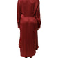 Burgundy Acetate Viscose Satin Long Dress
