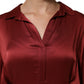 Burgundy Acetate Viscose Satin Long Dress