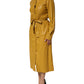 Polyester Belted Shirt Midi Long Sleeve Yellow Mustard
