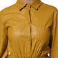 Polyester Belted Shirt Midi Long Sleeve Yellow Mustard
