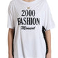 White Cotton 2000 Fashion Print Logo T-shirt