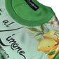 Green Lemon Print Pullover Silk Women Sweater