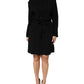 Black Viscose Blend Shirt Style Belted  Dress