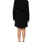 Black Viscose Blend Shirt Style Belted  Dress