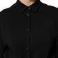 Black Viscose Blend Shirt Style Belted  Dress