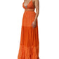 Orange Lace Bustier Layered Maxi Dress