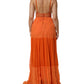 Orange Lace Bustier Layered Maxi Dress
