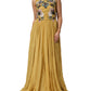 Yellow Silk Floral Embroidered Maxi Dress