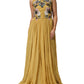 Yellow Silk Floral Embroidered Maxi Dress