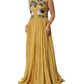 Yellow Silk Floral Embroidered Maxi Dress