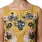 Yellow Silk Floral Embroidered Maxi Dress