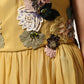 Yellow Silk Floral Embroidered Maxi Dress