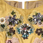 Yellow Silk Floral Embroidered Maxi Dress