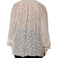 White Polka Sheer Silk Bow Tie Shirt Blouse Top