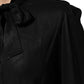 Black Viscose Long Sleeve Tie Neck Blouse Top