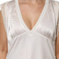 White Silk Blend Lace Trim Sleeveless V-Neck Women’s Top