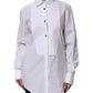 White Cotton Tuxedo Bib Long Sleeve Dress Shirt