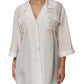 White Silk Collared 3/4 Sleeves Blouse Top