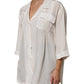 White Silk Collared 3/4 Sleeves Blouse Top