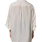 White Silk Collared 3/4 Sleeves Blouse Top