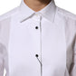 White Cotton Tuxedo Bib Long Sleeve Dress Shirt