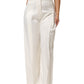 White Viscose Linen Wide Leg Palazzo Womens Pants