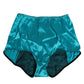 Aqua Green Satin High-Waist Briefs Underwear