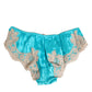 Blue Silk Satin Lace Trim New Slip Underwear