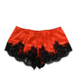 Red Silk Satin Lace Shorts Underwear