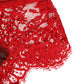 Red Floral Lace Sheer Briefs Women Underwear