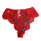 Red Floral Lace Sheer Briefs Women Underwear