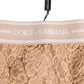 Beige Lace Brasiliano Briefs Logo Waistband Underwear
