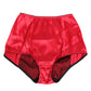 Red Silk Satin High-Waist Briefs Underwear