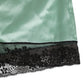 Water Green Satin Black Lace Trim Underwear