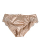 Rosy Beige Silk Satin Lace Trim Panty Underwear