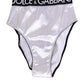 White Satin High-Waist Black Logo Women Underwear