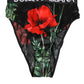 Black Floral Print High Waist Sheer Mesh Underwear