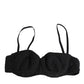 Black Polyester Embroidered Underwire Bra Underwear