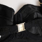 Black Polyester Embroidered Underwire Bra Underwear