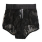 High Waist Briefs Black Floral Lace  Underwear