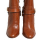 Brown Leather DG Logo Buckle Ankle Boots Shoes