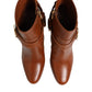 Brown Leather DG Logo Buckle Ankle Boots Shoes