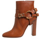 Brown Leather DG Logo Buckle Ankle Boots Shoes