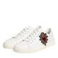White Leather Sacre Heart Patch Sneakers  Shoes